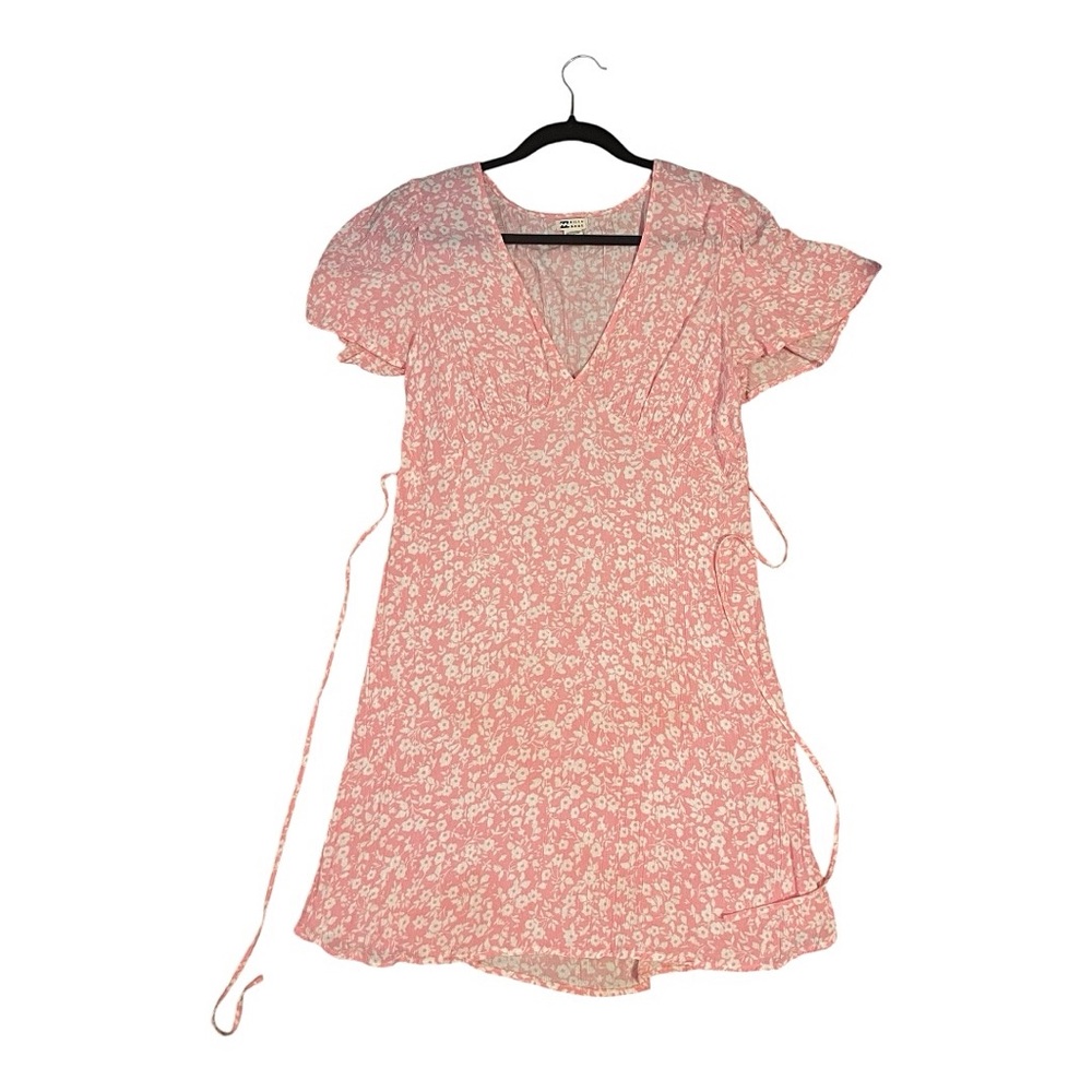 Billabong Pink Floral Mini Wrap Dress Medium